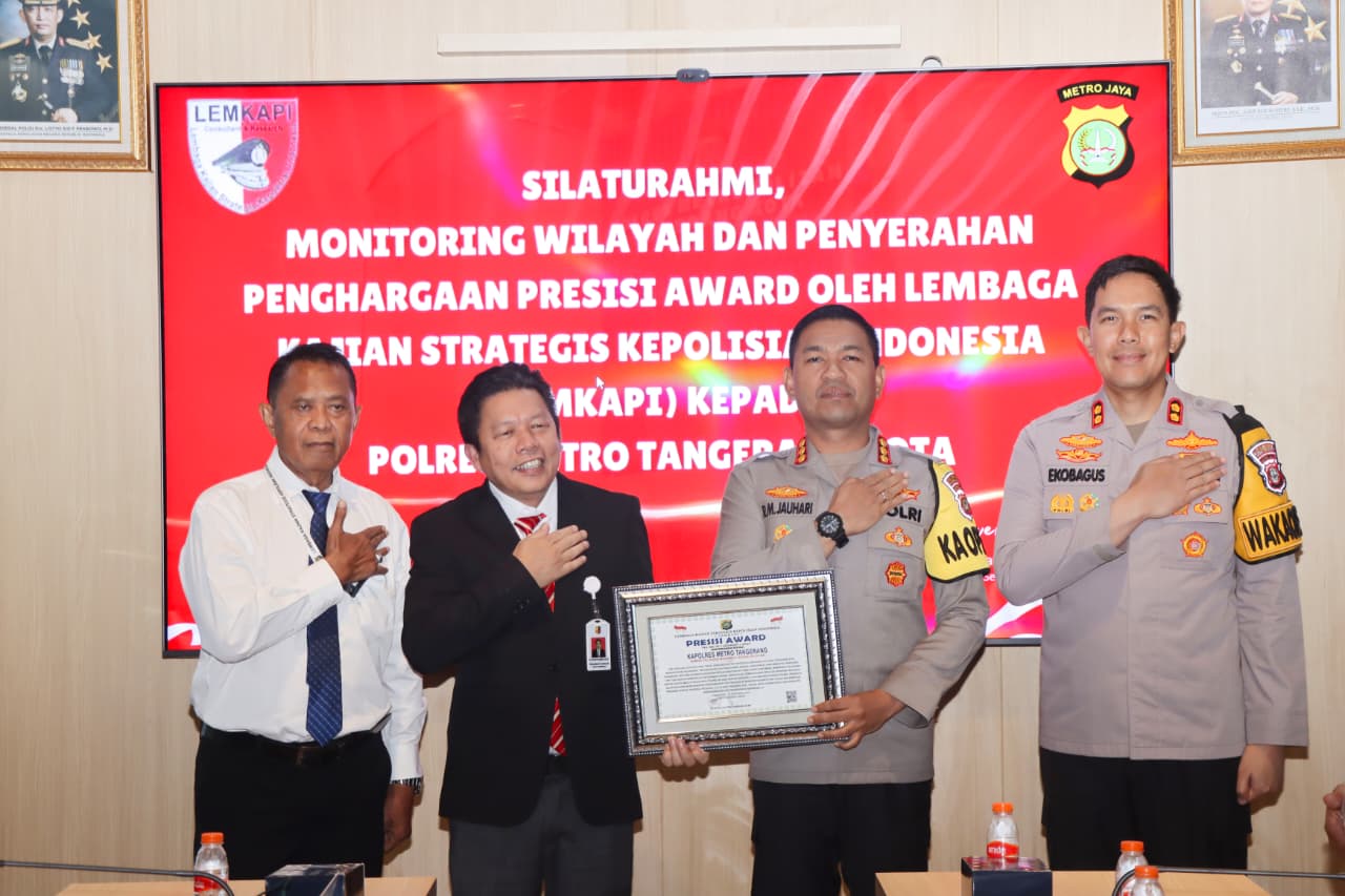Polres Metro Tangerang Kota Raih Presisi Award dari LEMKAPI, Bukti Pelayanan Publik Unggul